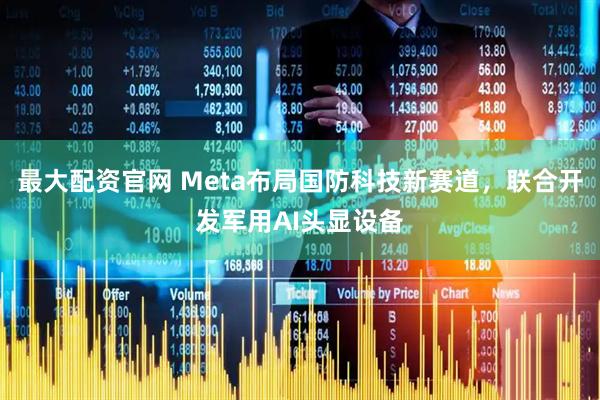 最大配资官网 Meta布局国防科技新赛道，联合开发军用AI头显设备