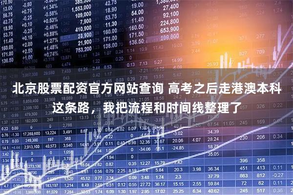 北京股票配资官方网站查询 高考之后走港澳本科这条路，我把流程和时间线整理了